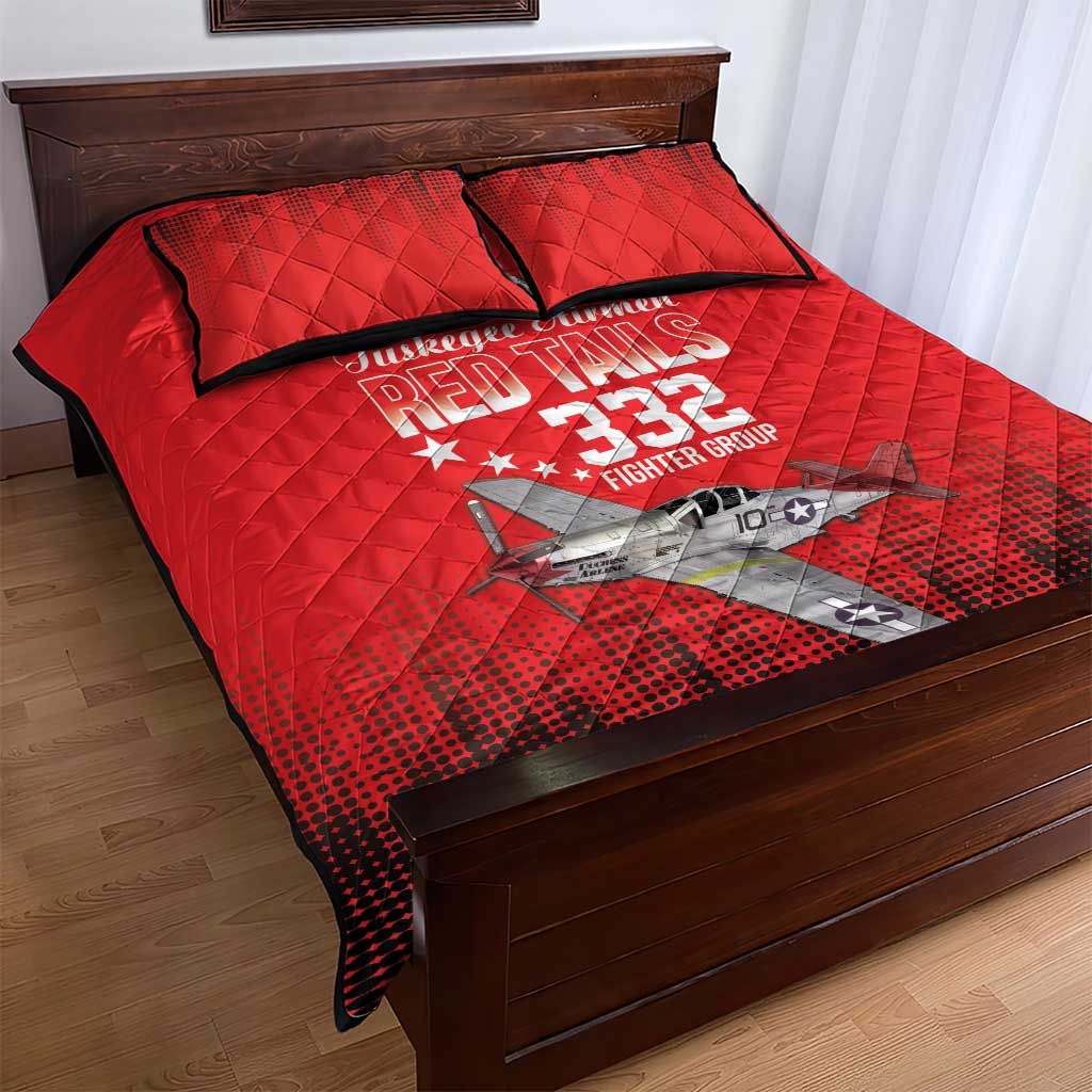 Tuskegee Airmen Red Tails Quilt Bed Set 332nd Fighter Group WWII Tribute Red Style - Wonder Print Shop