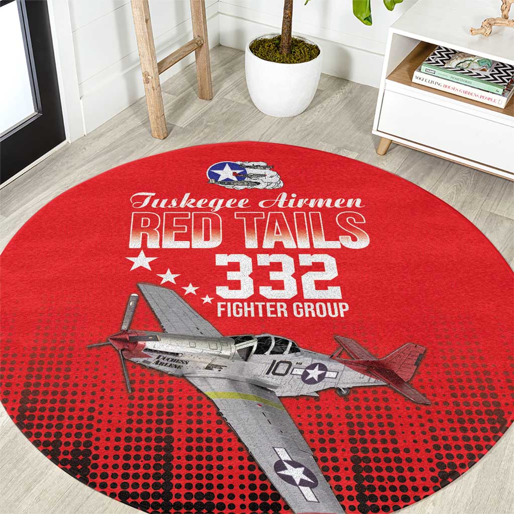 Tuskegee Airmen Red Tails Round Carpet 332nd Fighter Group WWII Tribute Red Style - Wonder Print Shop