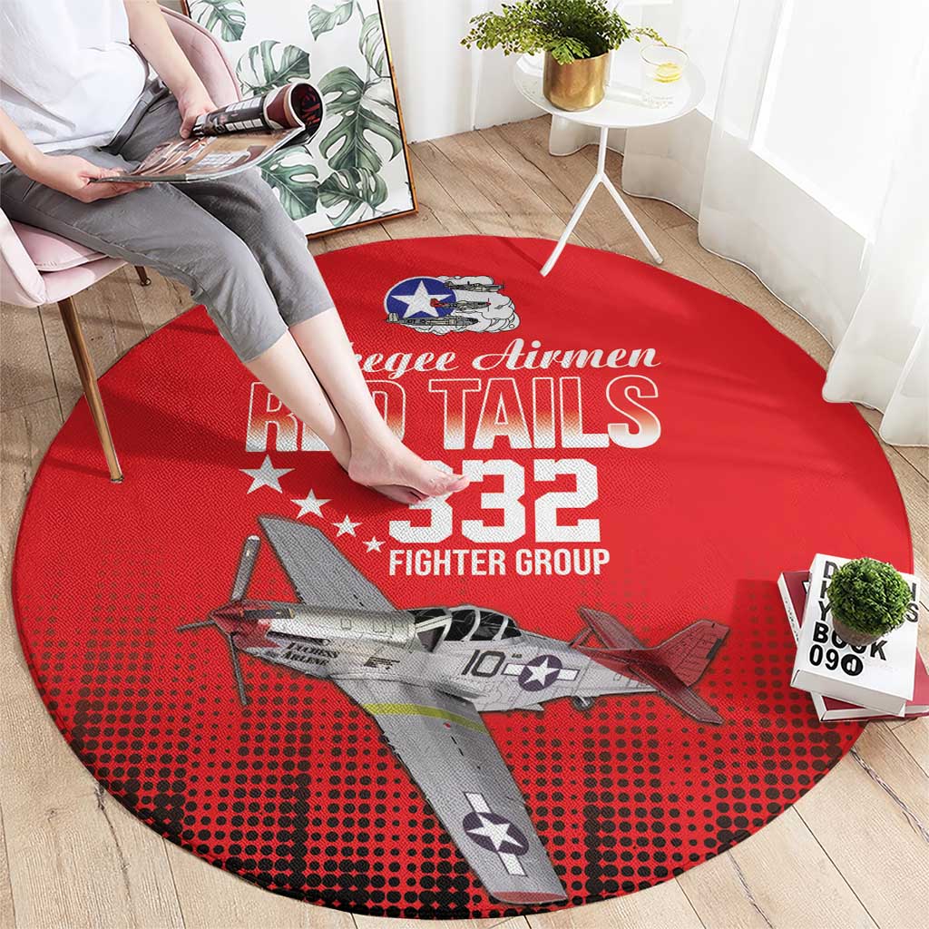 Tuskegee Airmen Red Tails Round Carpet 332nd Fighter Group WWII Tribute Red Style - Wonder Print Shop