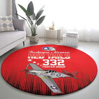 Tuskegee Airmen Red Tails Round Carpet 332nd Fighter Group WWII Tribute Red Style - Wonder Print Shop