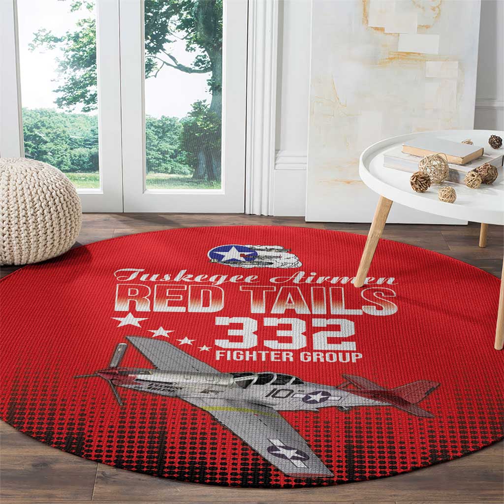 Tuskegee Airmen Red Tails Round Carpet 332nd Fighter Group WWII Tribute Red Style - Wonder Print Shop