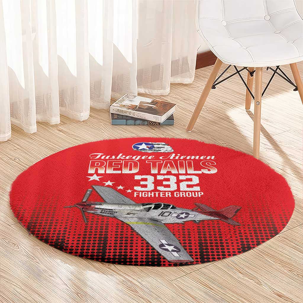 Tuskegee Airmen Red Tails Round Carpet 332nd Fighter Group WWII Tribute Red Style - Wonder Print Shop