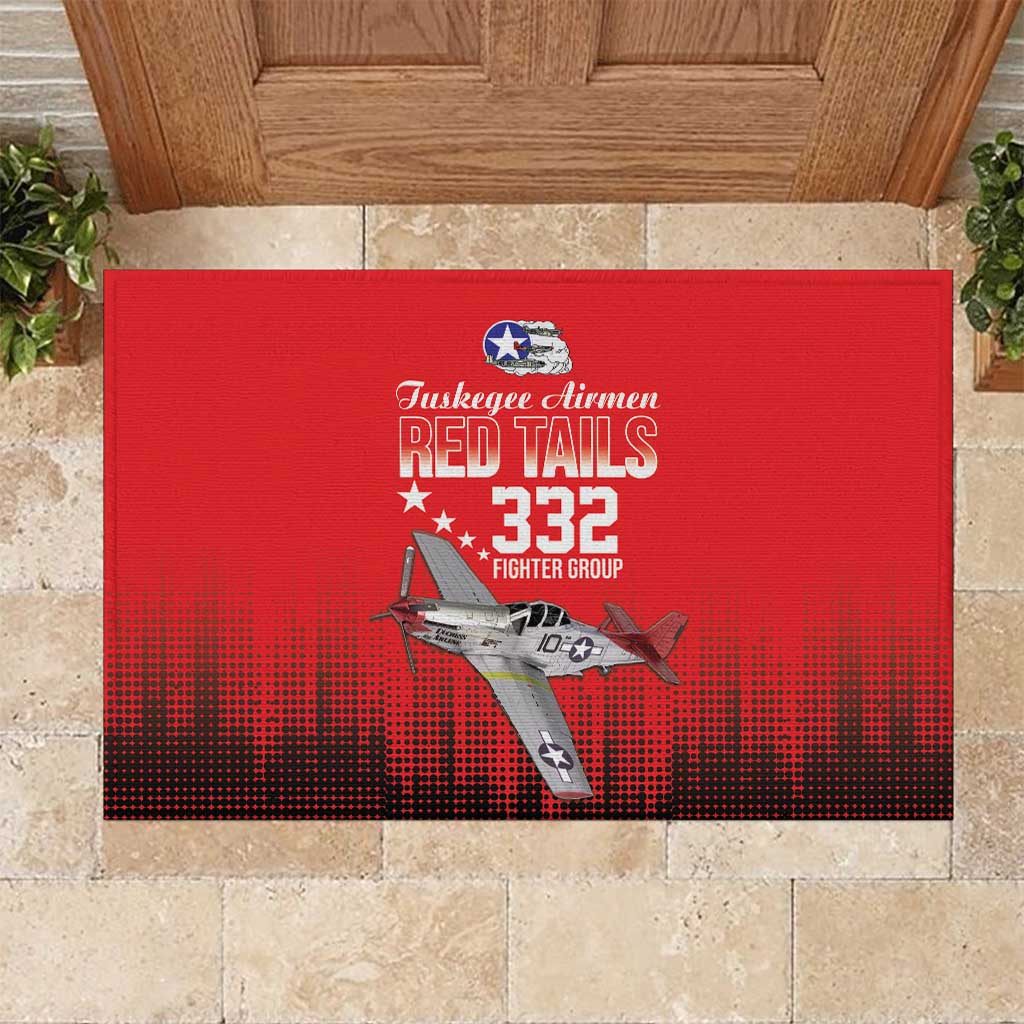 Tuskegee Airmen Red Tails Rubber Doormat 332nd Fighter Group WWII Tribute Red Style - Wonder Print Shop