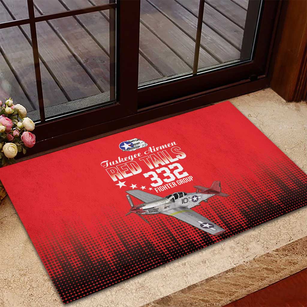 Tuskegee Airmen Red Tails Rubber Doormat 332nd Fighter Group WWII Tribute Red Style - Wonder Print Shop