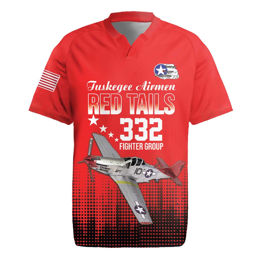 Tuskegee Airmen Red Tails Rugby Jersey 332nd Fighter Group WWII Tribute Red Style - Wonder Print Shop