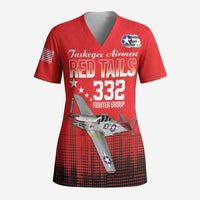 Tuskegee Airmen Red Tails Scrub Top 332nd Fighter Group WWII Tribute Red Style - Wonder Print Shop