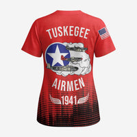 Tuskegee Airmen Red Tails Scrub Top 332nd Fighter Group WWII Tribute Red Style - Wonder Print Shop