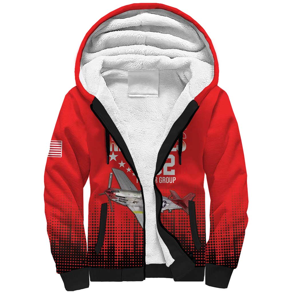 Tuskegee Airmen Red Tails Sherpa Hoodie 332nd Fighter Group WWII Tribute Red Style - Wonder Print Shop
