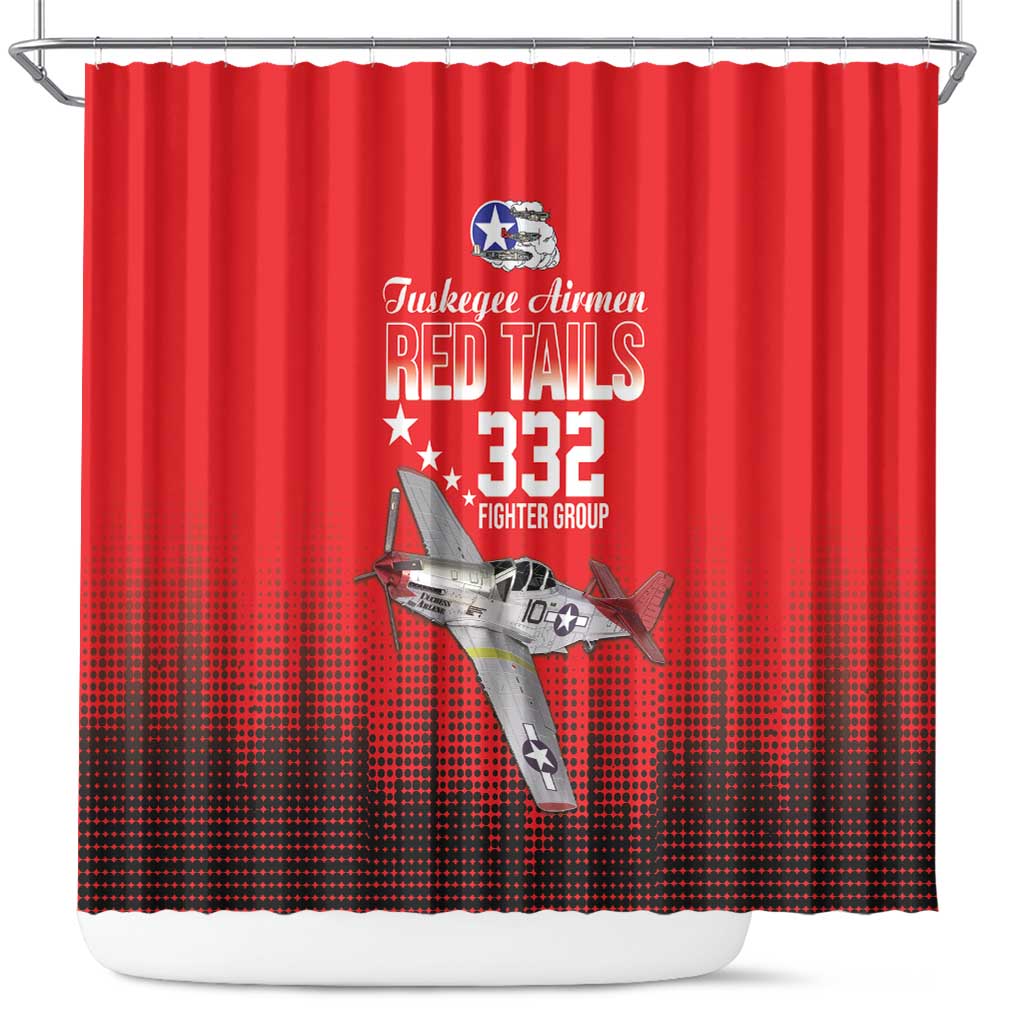 Tuskegee Airmen Red Tails Shower Curtain 332nd Fighter Group WWII Tribute Red Style - Wonder Print Shop