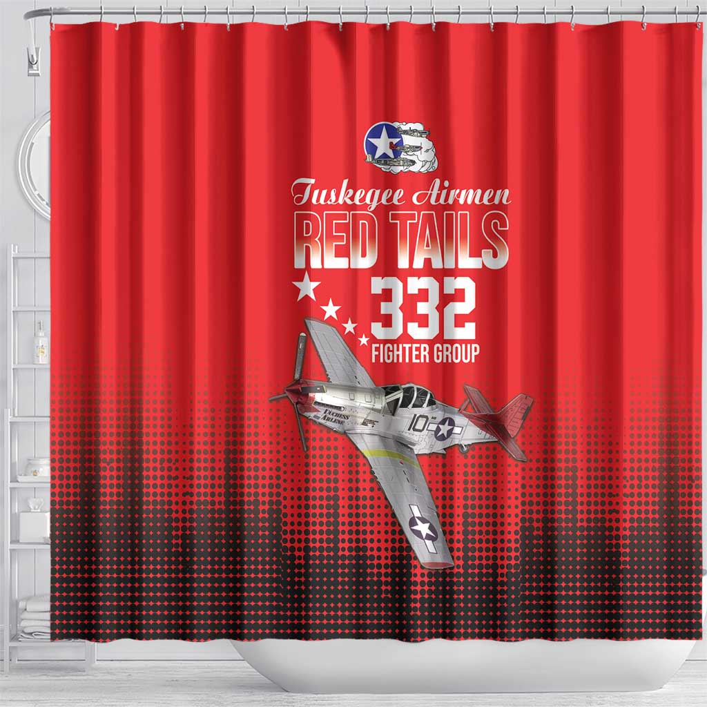 Tuskegee Airmen Red Tails Shower Curtain 332nd Fighter Group WWII Tribute Red Style - Wonder Print Shop