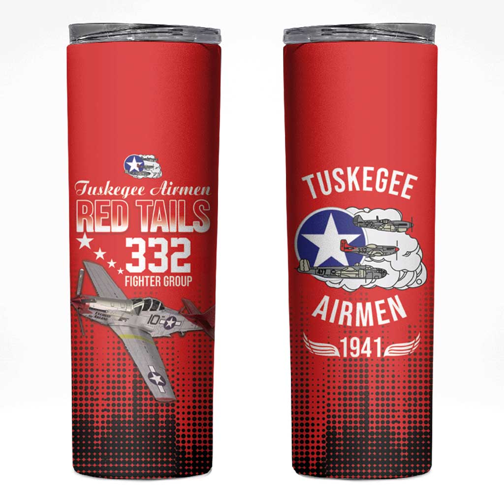 Tuskegee Airmen Red Tails Skinny Tumbler 332nd Fighter Group WWII Tribute Red Style - Wonder Print Shop