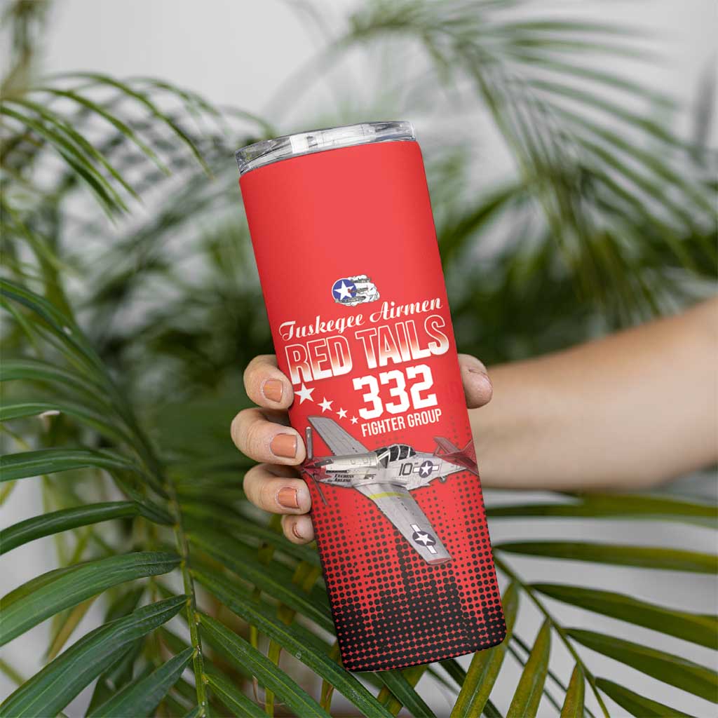 Tuskegee Airmen Red Tails Skinny Tumbler 332nd Fighter Group WWII Tribute Red Style - Wonder Print Shop