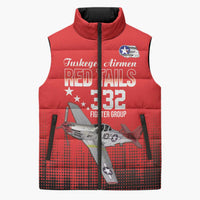 Tuskegee Airmen Red Tails Sleeveless Puffer Jacket 332nd Fighter Group WWII Tribute Red Style - Wonder Print Shop