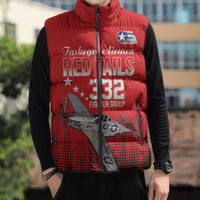 Tuskegee Airmen Red Tails Sleeveless Puffer Jacket 332nd Fighter Group WWII Tribute Red Style - Wonder Print Shop