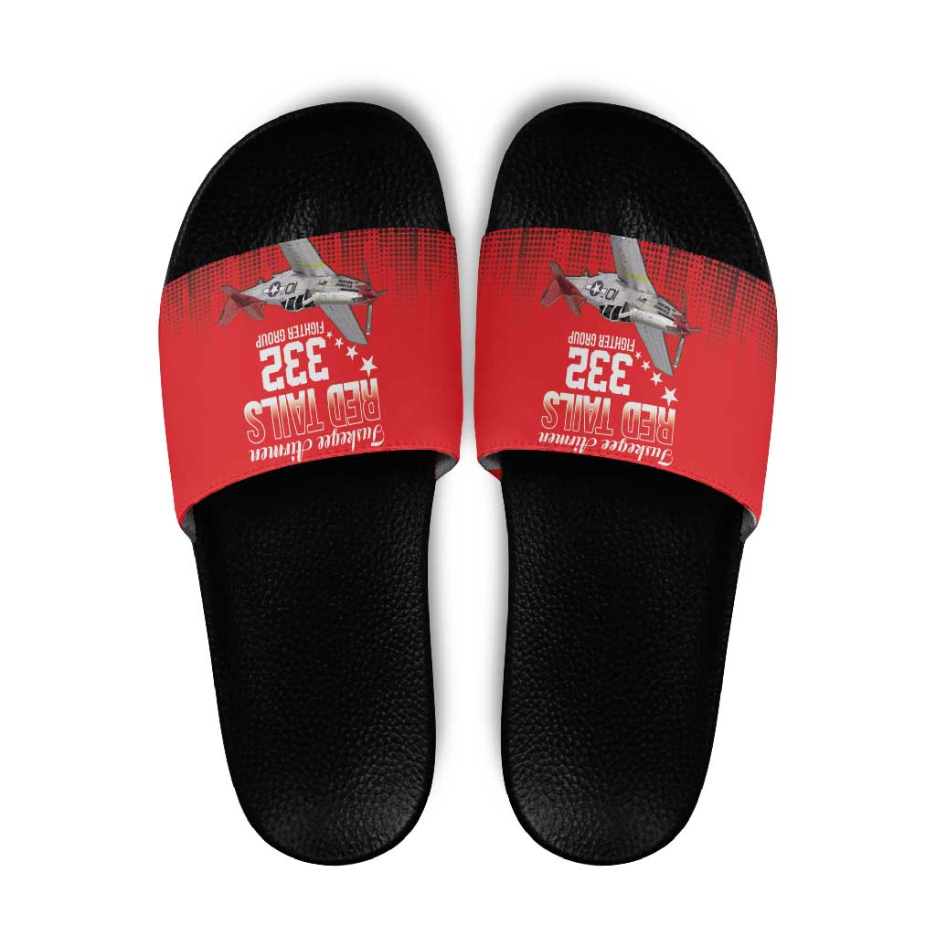 Tuskegee Airmen Red Tails Slide Sandals 332nd Fighter Group WWII Tribute Red Style - Wonder Print Shop