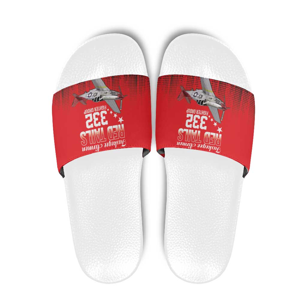 Tuskegee Airmen Red Tails Slide Sandals 332nd Fighter Group WWII Tribute Red Style - Wonder Print Shop