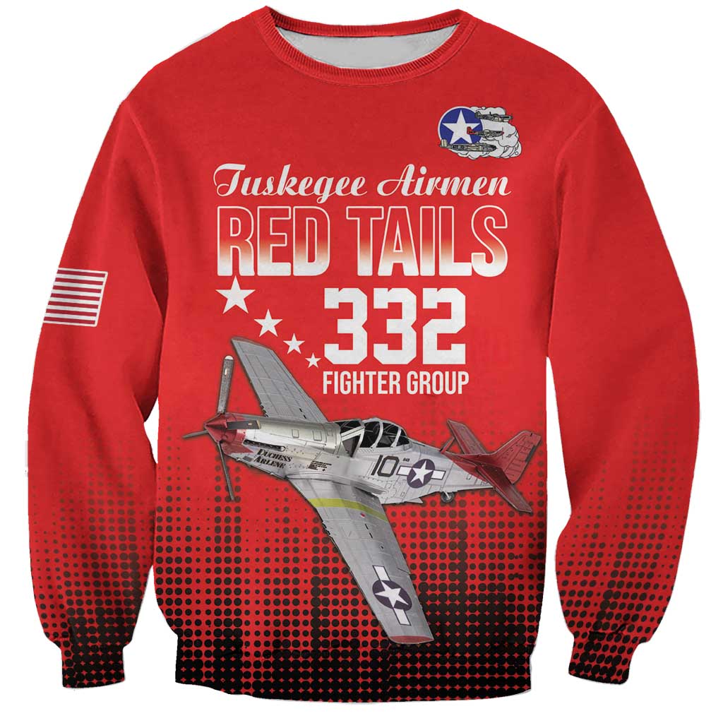 Tuskegee Airmen Red Tails Sweatshirt 332nd Fighter Group WWII Tribute Red Style - Wonder Print Shop