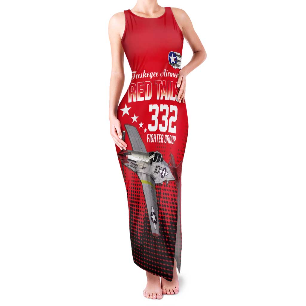 Tuskegee Airmen Red Tails Tank Maxi Dress 332nd Fighter Group WWII Tribute Red Style - Wonder Print Shop