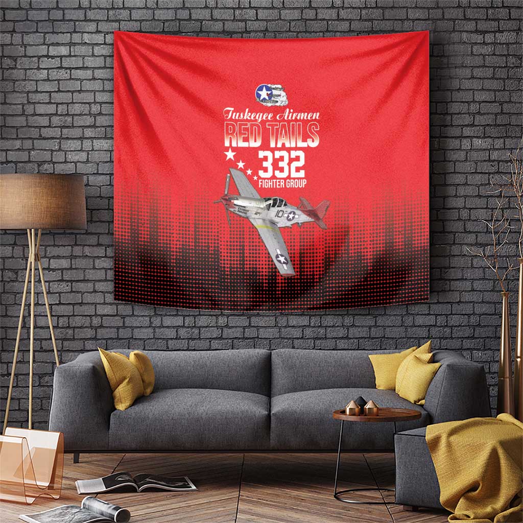 Tuskegee Airmen Red Tails Tapestry 332nd Fighter Group WWII Tribute Red Style - Wonder Print Shop
