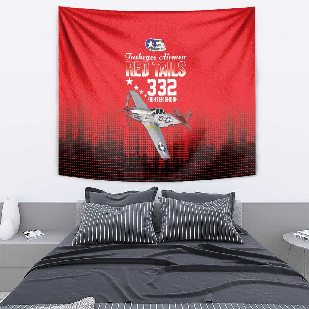 Tuskegee Airmen Red Tails Tapestry 332nd Fighter Group WWII Tribute Red Style - Wonder Print Shop