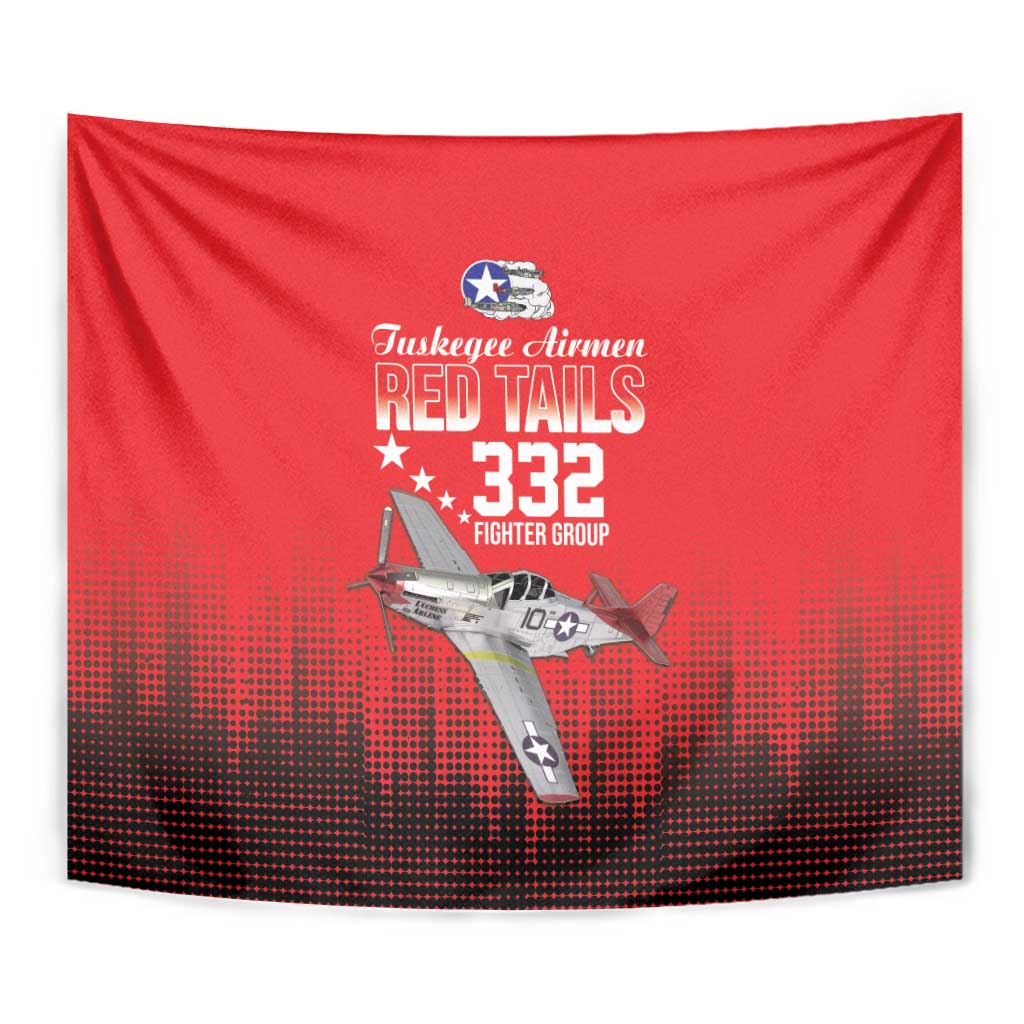 Tuskegee Airmen Red Tails Tapestry 332nd Fighter Group WWII Tribute Red Style - Wonder Print Shop