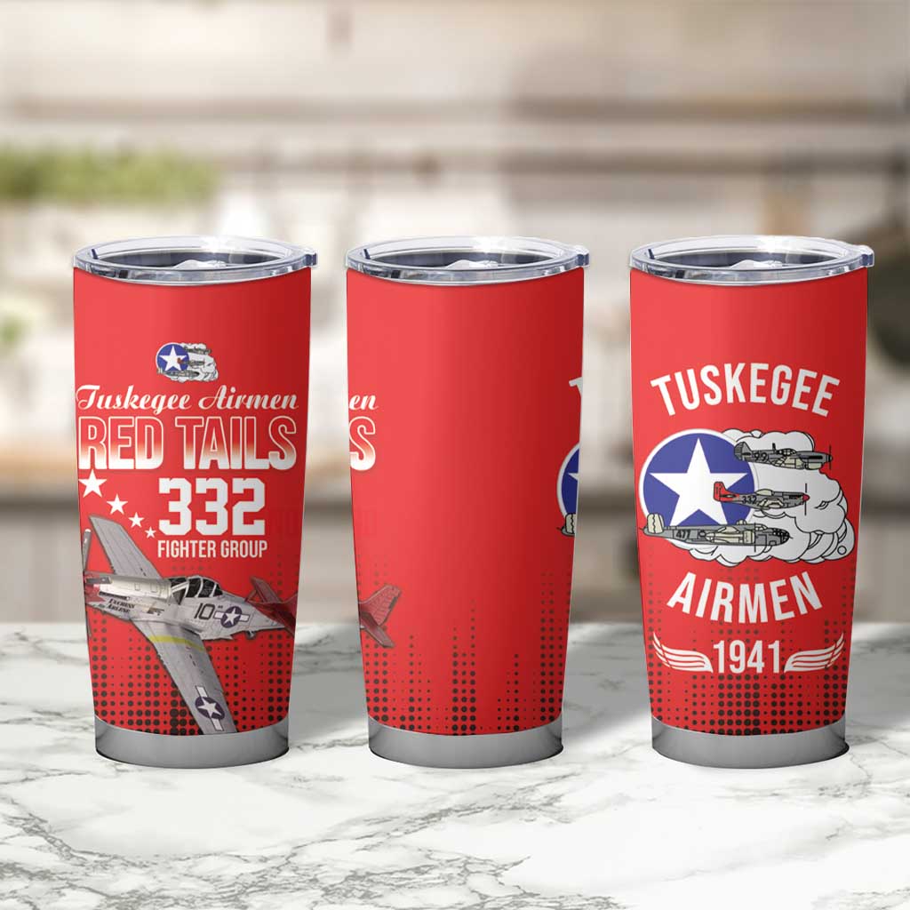 Tuskegee Airmen Red Tails Tumbler Cup 332nd Fighter Group WWII Tribute Red Style - Wonder Print Shop
