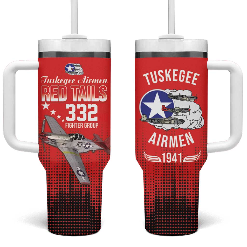 Tuskegee Airmen Red Tails Tumbler With Handle 332nd Fighter Group WWII Tribute Red Style - Wonder Print Shop