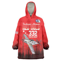 Tuskegee Airmen Red Tails Wearable Blanket Hoodie 332nd Fighter Group WWII Tribute Red Style - Wonder Print Shop