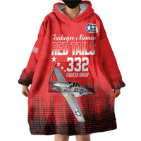 Tuskegee Airmen Red Tails Wearable Blanket Hoodie 332nd Fighter Group WWII Tribute Red Style - Wonder Print Shop