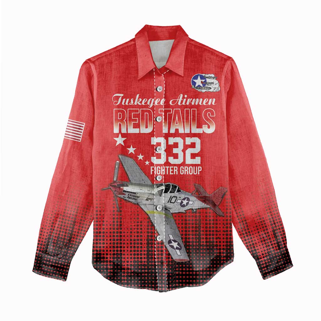 Tuskegee Airmen Red Tails Women Casual Shirt 332nd Fighter Group WWII Tribute Red Style - Wonder Print Shop