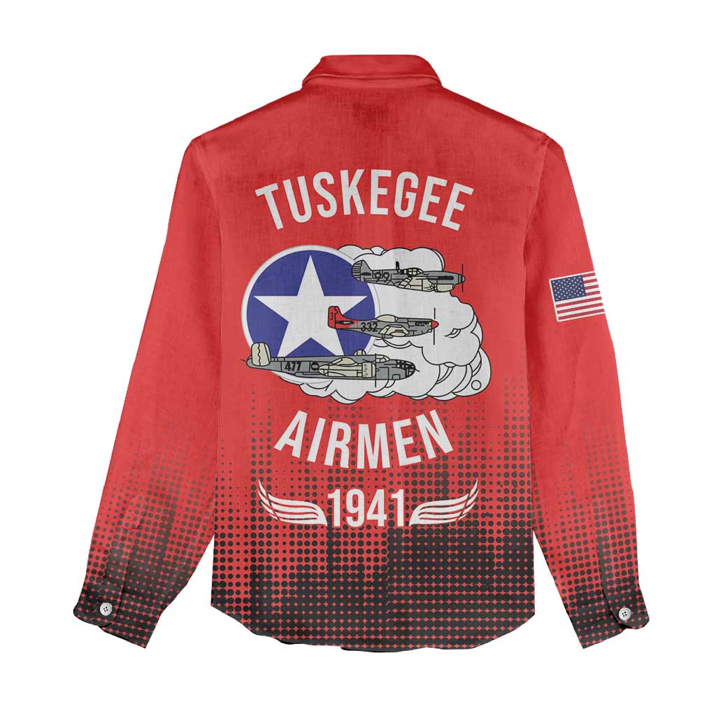 Tuskegee Airmen Red Tails Women Casual Shirt 332nd Fighter Group WWII Tribute Red Style - Wonder Print Shop