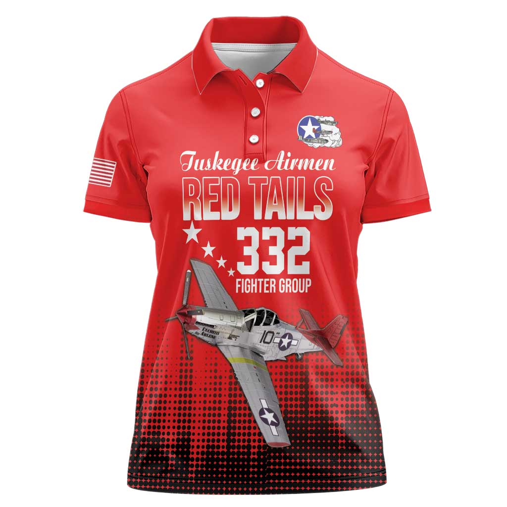 Tuskegee Airmen Red Tails Women Polo Shirt 332nd Fighter Group WWII Tribute Red Style - Wonder Print Shop