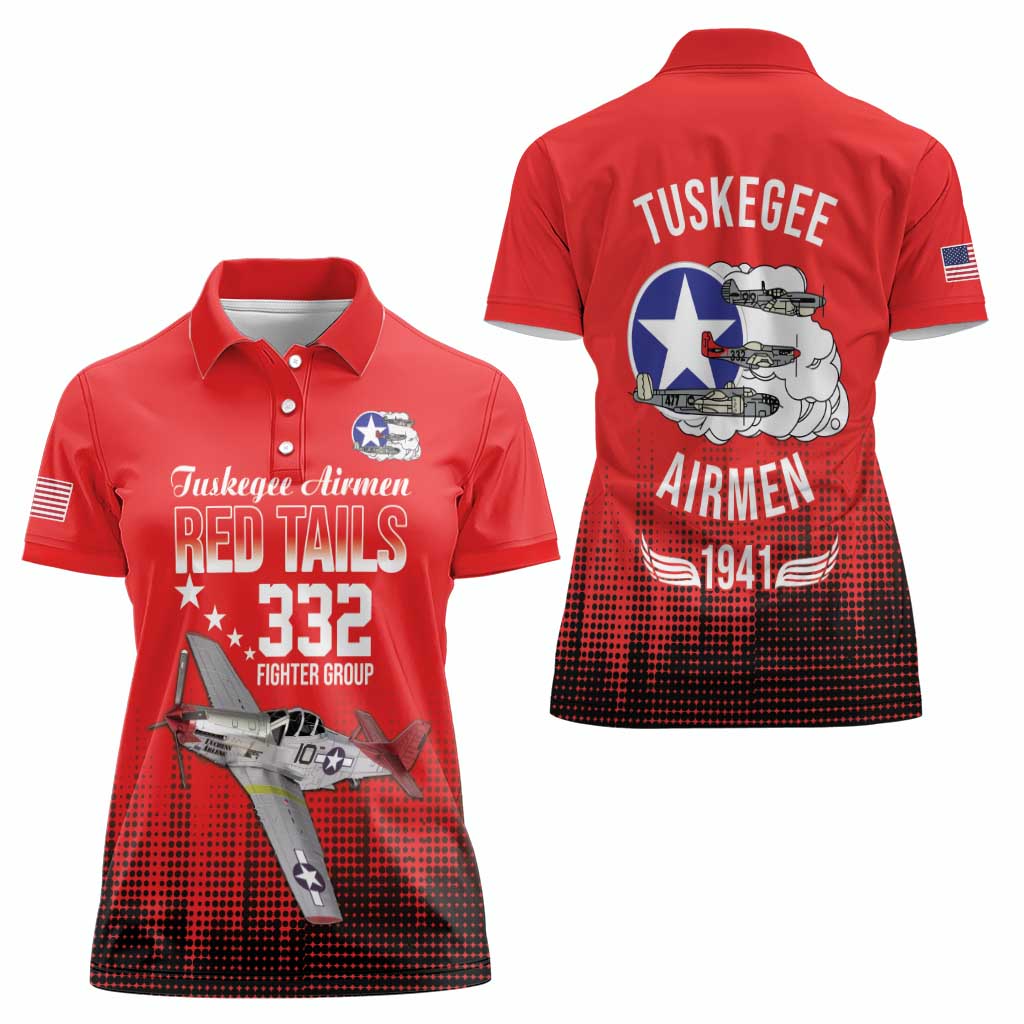 Tuskegee Airmen Red Tails Women Polo Shirt 332nd Fighter Group WWII Tribute Red Style - Wonder Print Shop