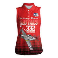 Tuskegee Airmen Red Tails Women Sleeveless Polo Shirt 332nd Fighter Group WWII Tribute Red Style - Wonder Print Shop