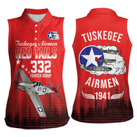Tuskegee Airmen Red Tails Women Sleeveless Polo Shirt 332nd Fighter Group WWII Tribute Red Style - Wonder Print Shop