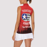Tuskegee Airmen Red Tails Women Sleeveless Polo Shirt 332nd Fighter Group WWII Tribute Red Style - Wonder Print Shop