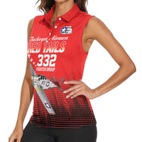 Tuskegee Airmen Red Tails Women Sleeveless Polo Shirt 332nd Fighter Group WWII Tribute Red Style - Wonder Print Shop