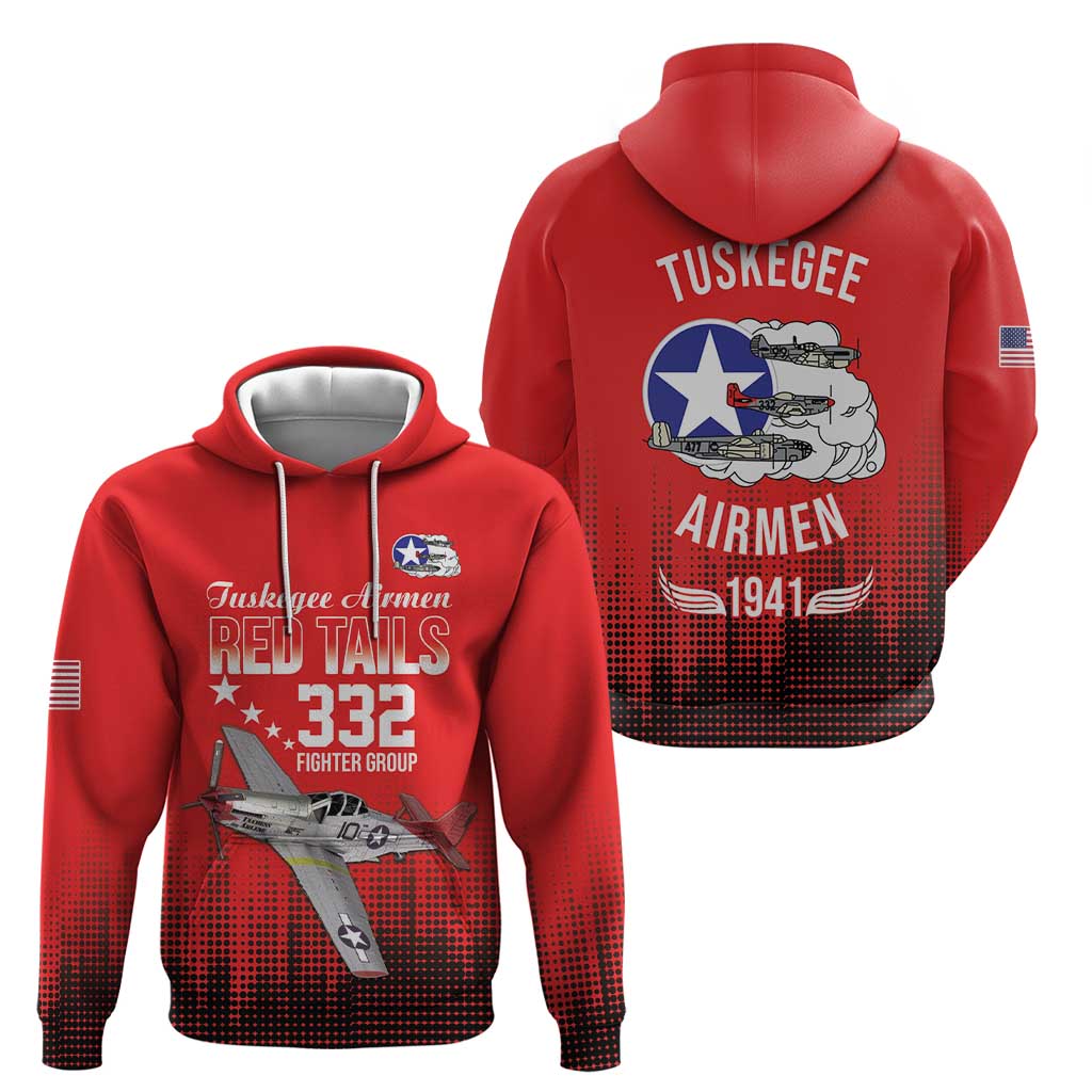 Tuskegee Airmen Red Tails Zip Hoodie 332nd Fighter Group WWII Tribute Red Style - Wonder Print Shop