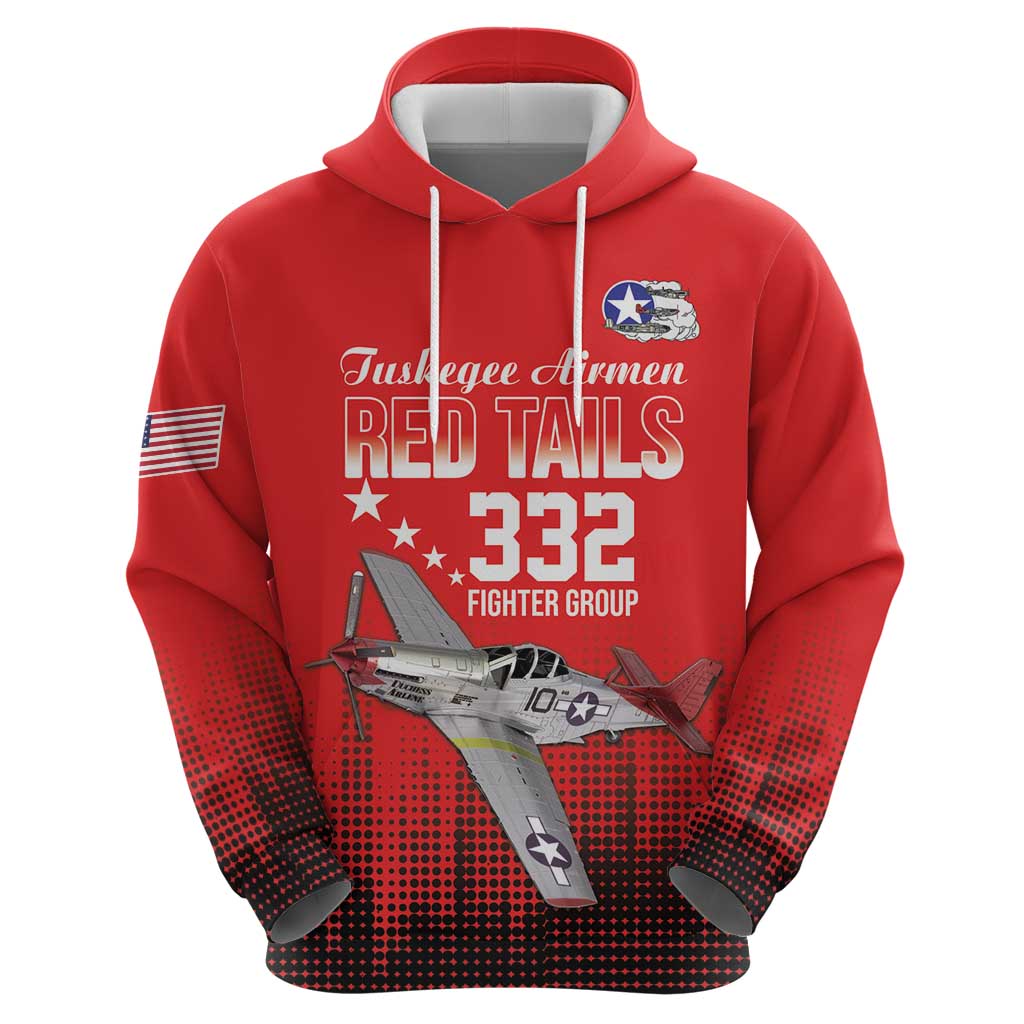 Tuskegee Airmen Red Tails Zip Hoodie 332nd Fighter Group WWII Tribute Red Style - Wonder Print Shop
