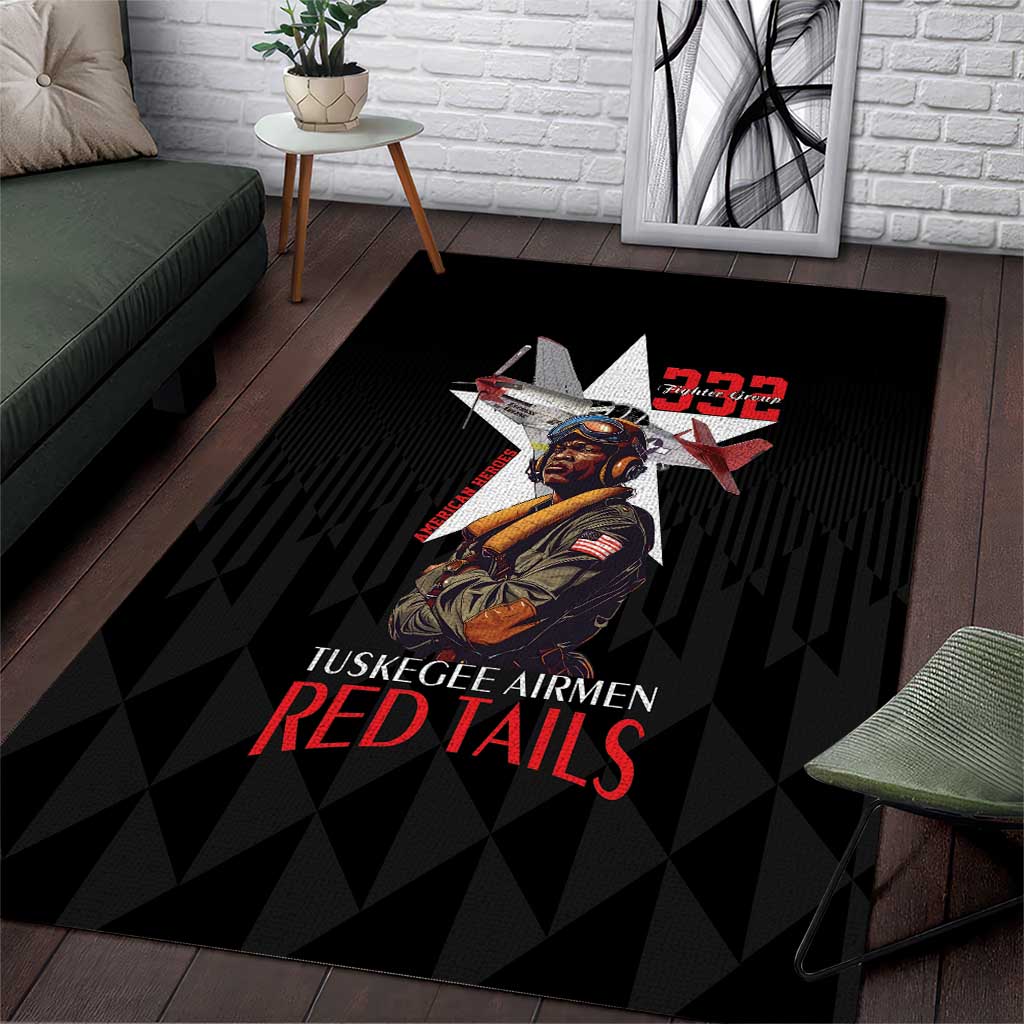 Tuskegee Airmen Red Tails Area Rug African American Pilots Heritage Black Style - Wonder Print Shop