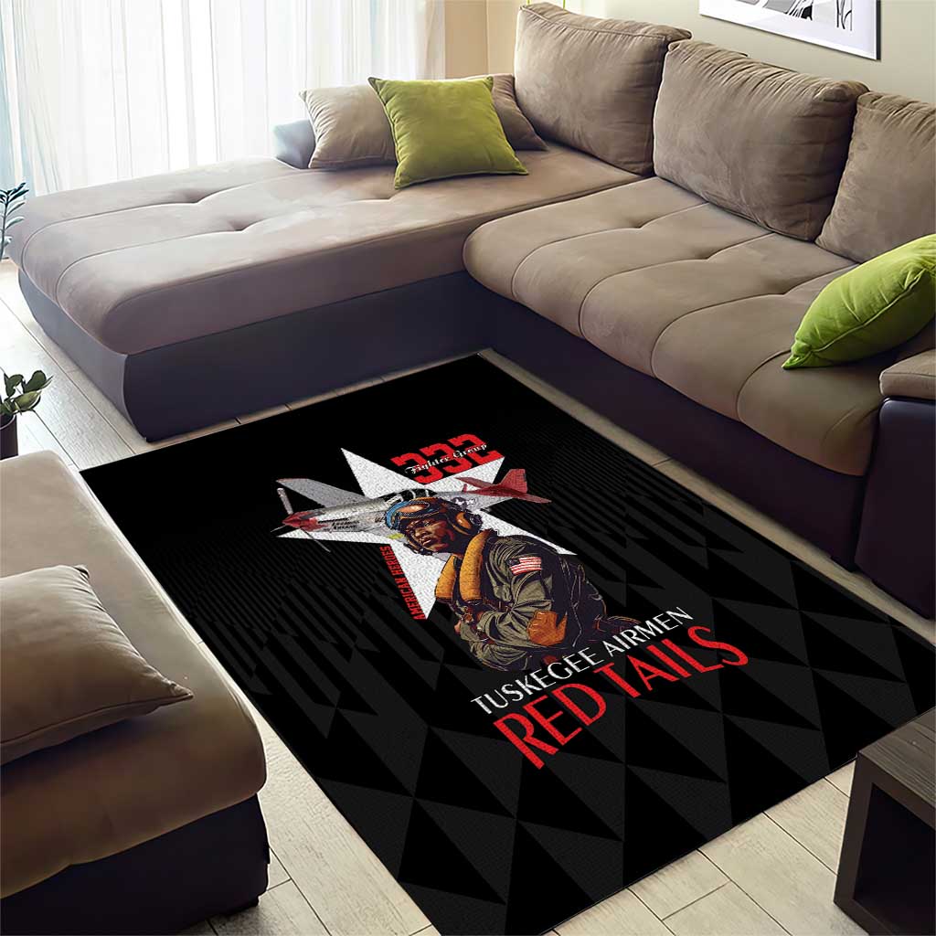 Tuskegee Airmen Red Tails Area Rug African American Pilots Heritage Black Style - Wonder Print Shop