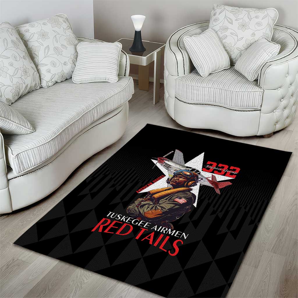 Tuskegee Airmen Red Tails Area Rug African American Pilots Heritage Black Style - Wonder Print Shop