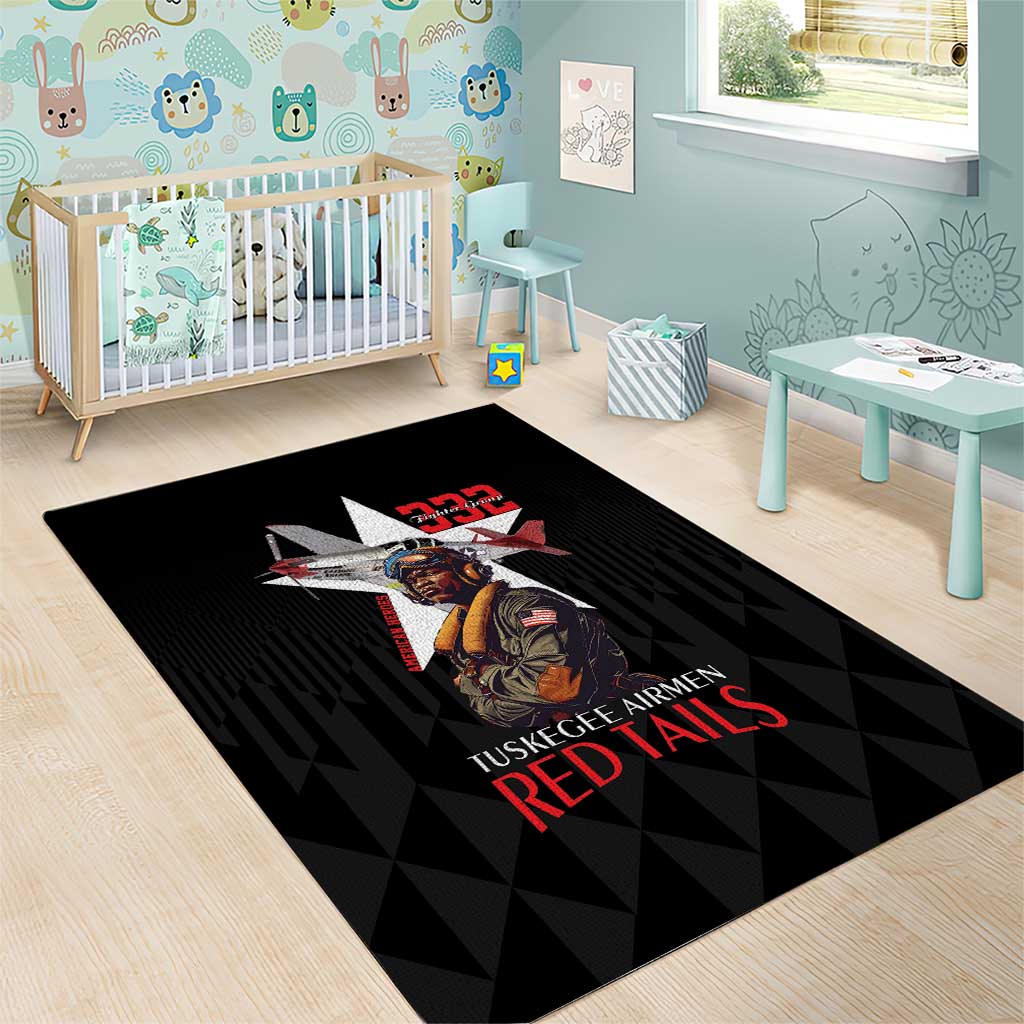Tuskegee Airmen Red Tails Area Rug African American Pilots Heritage Black Style - Wonder Print Shop