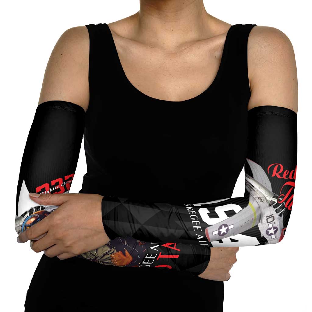 Tuskegee Airmen Red Tails Arm Sleeves African American Pilots Heritage Black Style - Wonder Print Shop