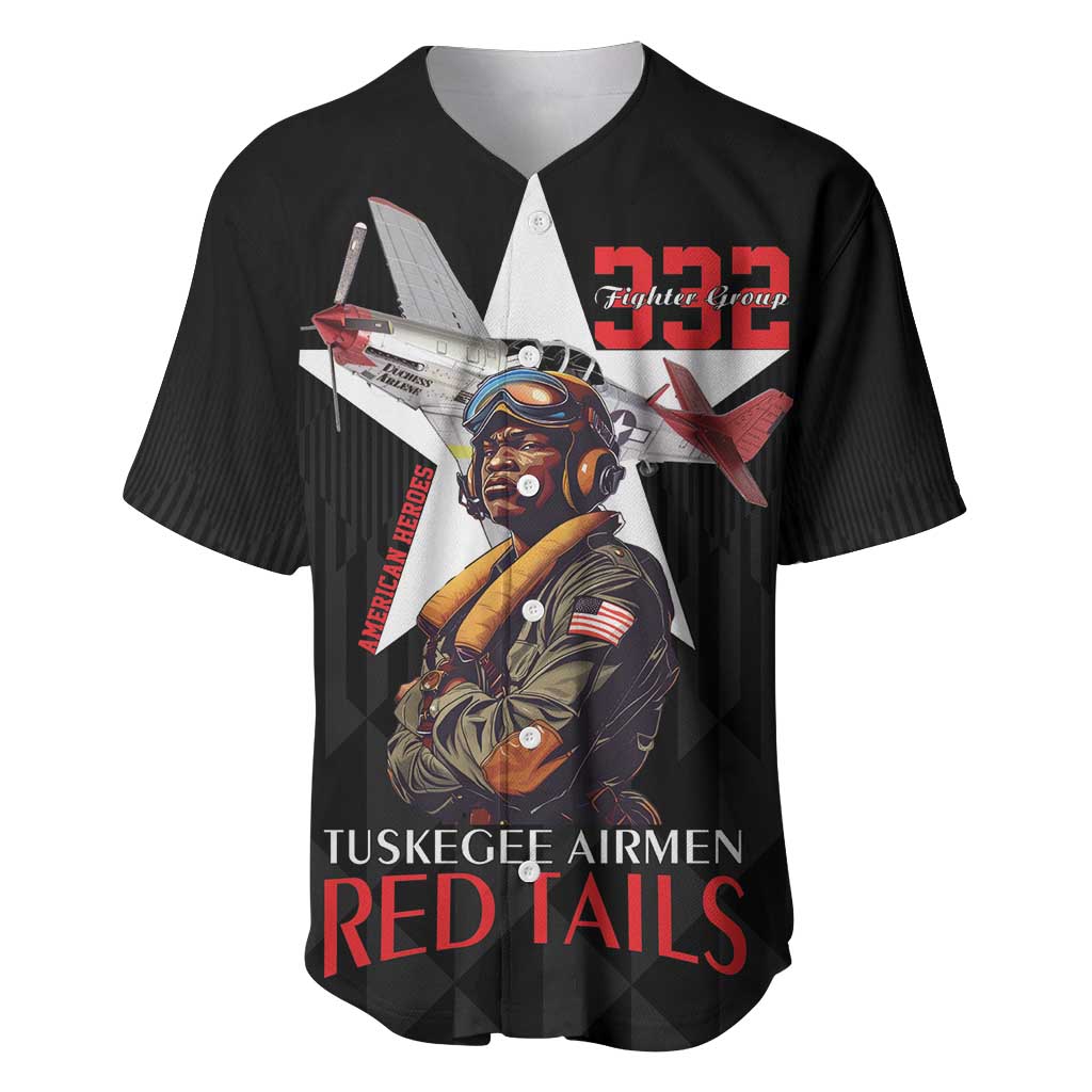 Tuskegee Airmen Red Tails Baseball Jersey African American Pilots Heritage Black Style - Wonder Print Shop