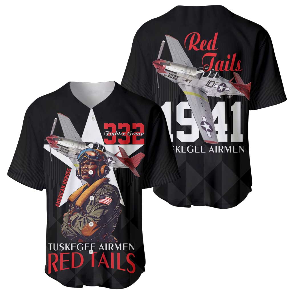 Tuskegee Airmen Red Tails Baseball Jersey African American Pilots Heritage Black Style - Wonder Print Shop