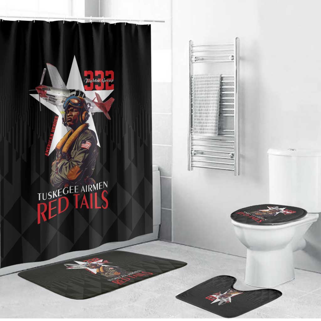 Tuskegee Airmen Red Tails Bathroom Set African American Pilots Heritage Black Style - Wonder Print Shop