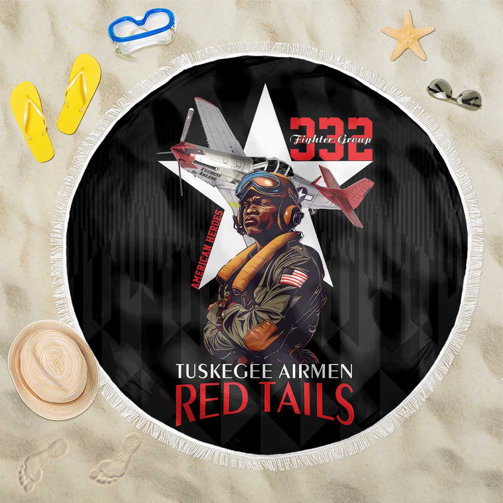 Tuskegee Airmen Red Tails Beach Blanket African American Pilots Heritage Black Style - Wonder Print Shop