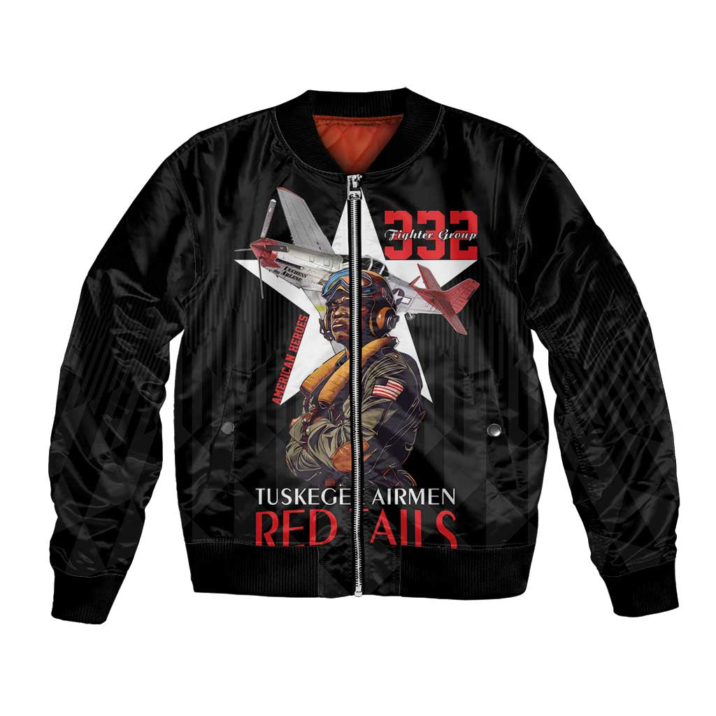 Tuskegee Airmen Red Tails Bomber Jacket African American Pilots Heritage Black Style - Wonder Print Shop