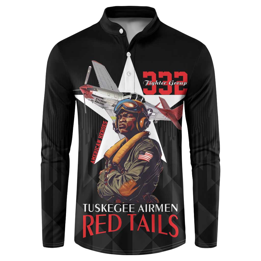 Tuskegee Airmen Red Tails Button Sweatshirt African American Pilots Heritage Black Style - Wonder Print Shop